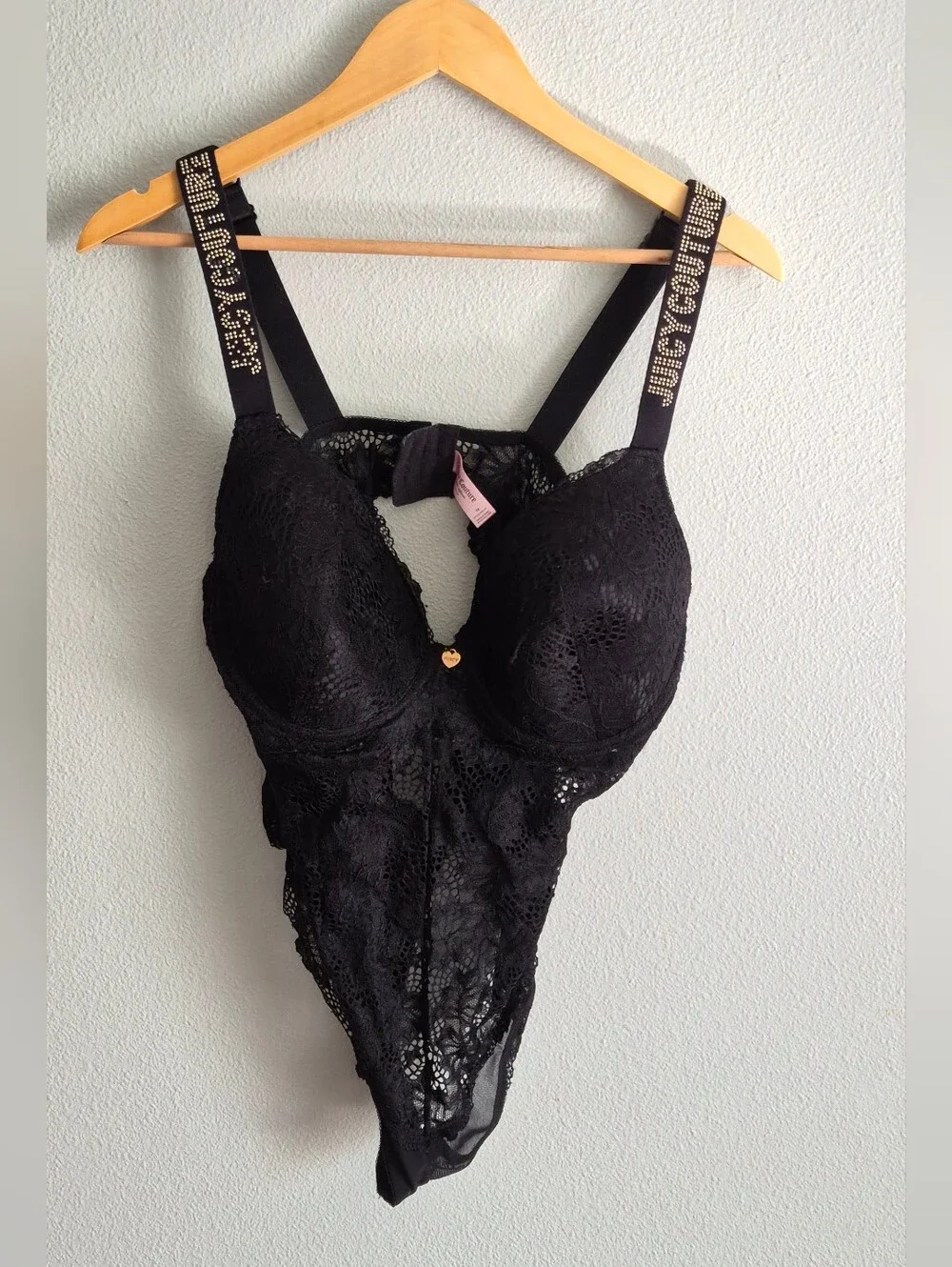 Juicy Couture Lace Bodysuit Rhinestone Strap Lace Bodysuit Teddy Size 1X